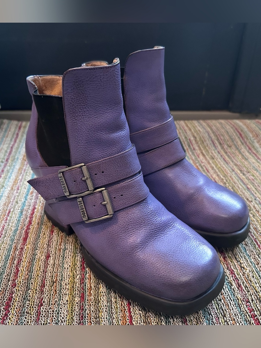 Fluevog VERY GOOD Stop It Stadium purple buckle heeled Chelsea boot-11 (fit 10.5